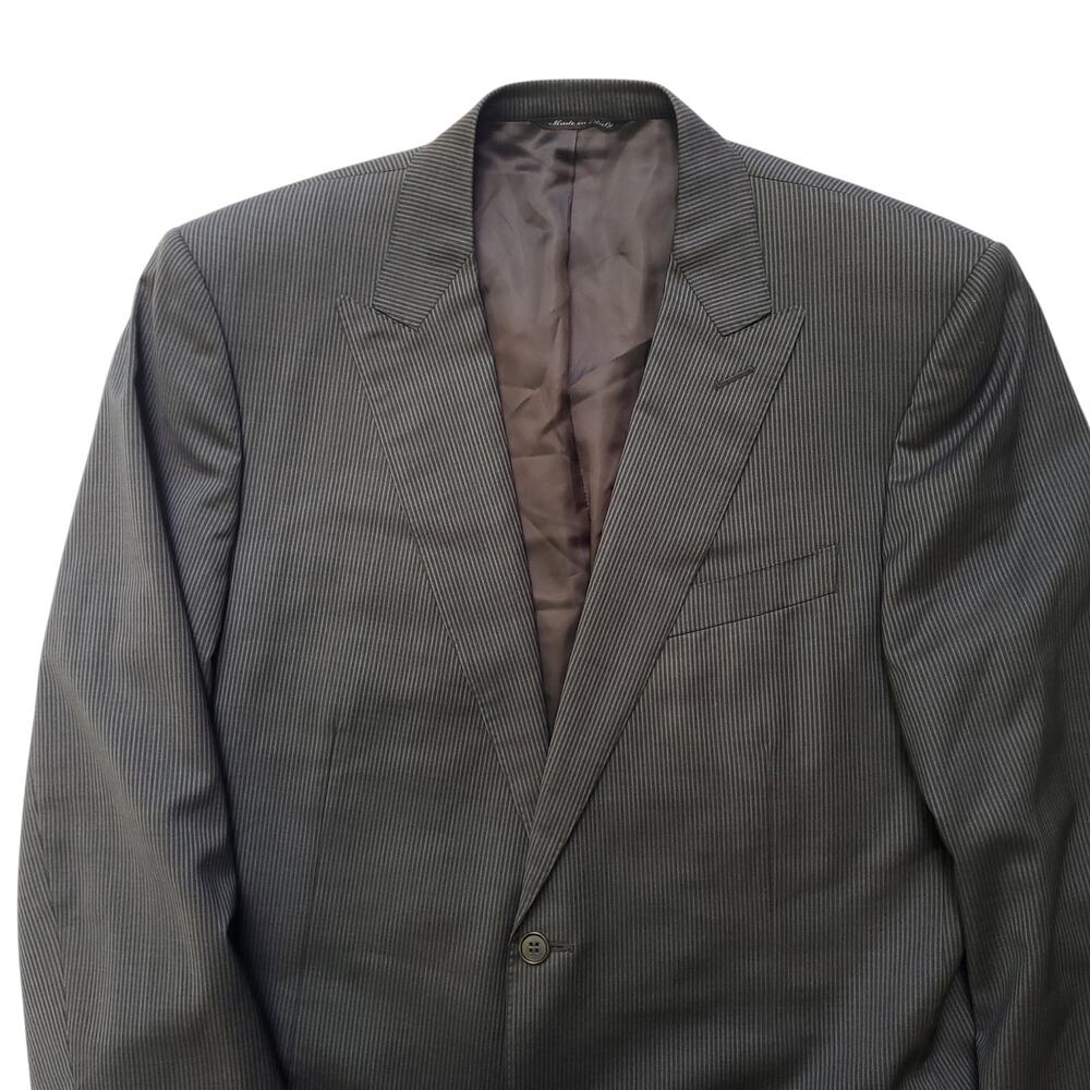 Canali Wool Blazer Jacket Sport Coat Brown Stripe Peak Lapel Natural Comfort 44L - Picture 2 of 16